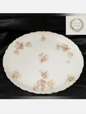 Jean Pouyat Limoges Early 1900's French Hand-painted Floral Print Oblong Platter